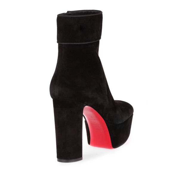 Christian Louboutin Protorlato 110 Black Suede Platform Block Heel Ankle Boot 37 - Picture 11 of 14